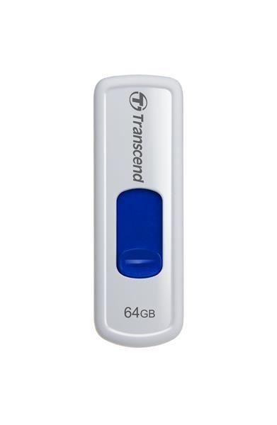 TRANSCEND Flash disk 64GB JetFlash®530,  USB 2.0 (R:16/ W:6 MB/ s) biela/ modrá kráľovská