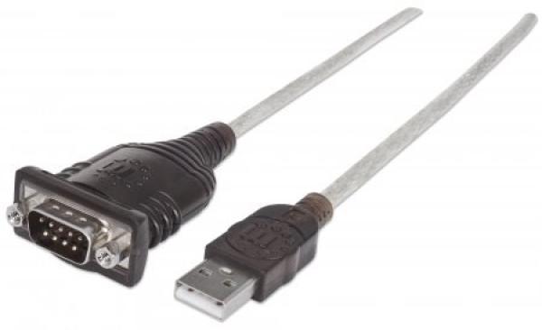 MANHATTAN Prevodník USB na sériový port (USB AM/DB9M, RS232), Polybag
