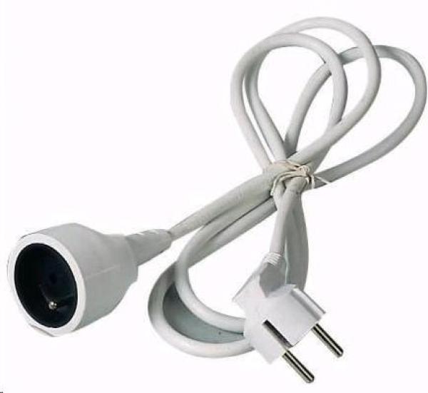 PREMIUMCORD Predlžovací kábel 230V 7m,  1 zásuvka (M/ F) biely