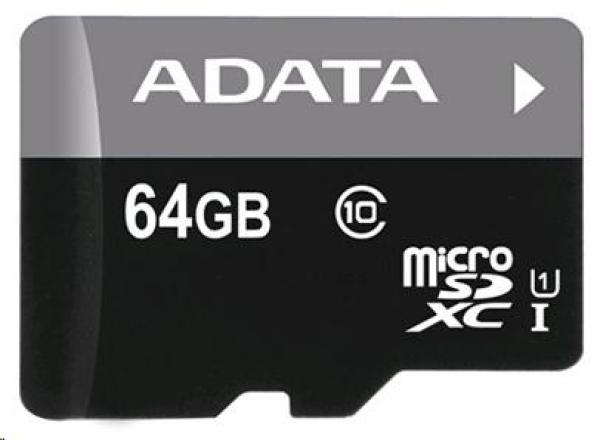 Karta ADATA MicroSDXC 64GB Premier UHS-I Class 10 + SD adaptér