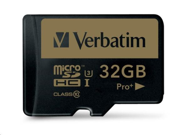 Karta VERBATIM MicroSDHC 32GB PRO+ Class 10,  UHS 1 (R:90/ W:80 MB/ s)