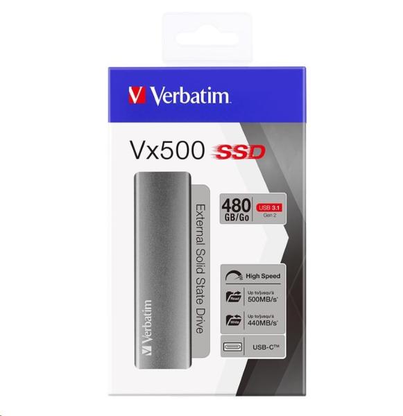 VERBATIM externý SSD disk 480GB Vx500 strieborný USB-C2