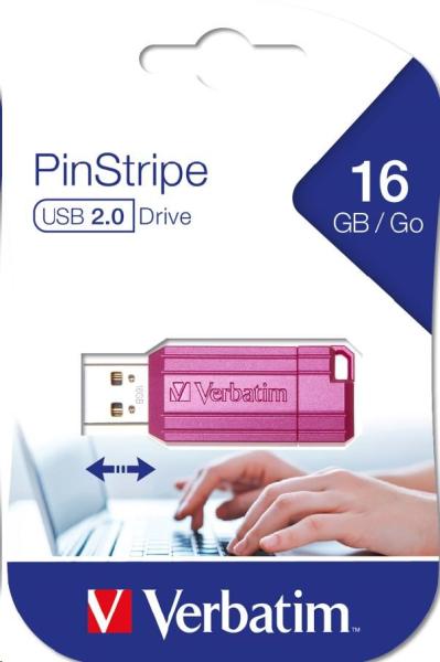 VERBATIM Flash disk 16 GB Hi-Speed Store &quot;n&quot; Go,  Pinstripe,  USB 2.0,  Horúco ružová4