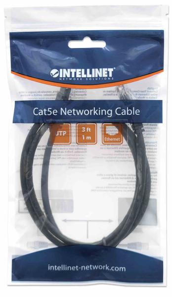 Intellinet Patch kábel Cat5e UTP 1m čierny,  cca2