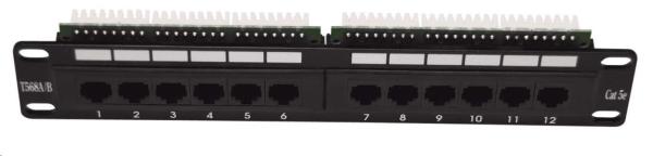 10" Patch panel LEXI-Net 12port,  UTP,  Cat5E,  duální svorkovnice,  černý
