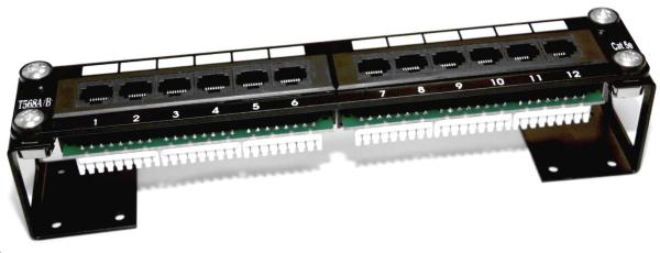 10" Patch panel LEXI-Net 12port,  UTP,  Cat5E,  duální svorkovnice,  černý1
