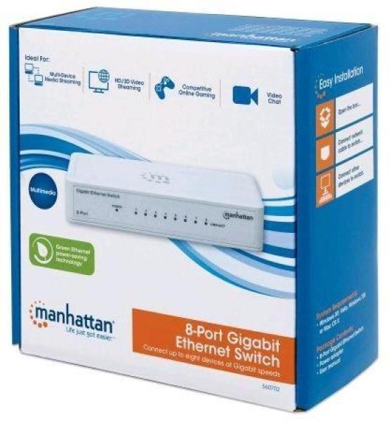 MANHATTAN Switch 8-port 10/ 100/ 1000Mbps,  desktop,  plast,  bílý5