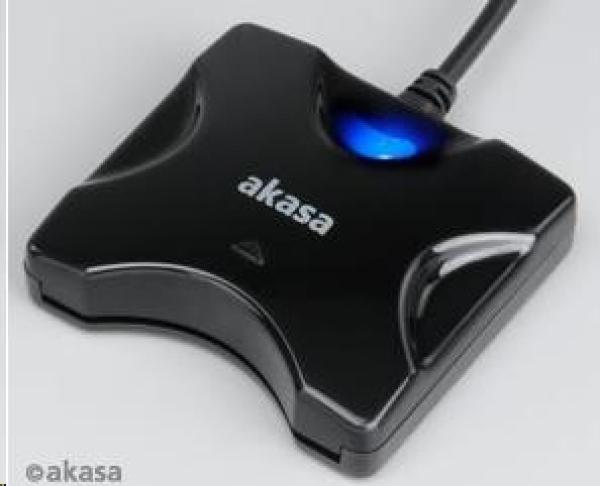 Čítačka kariet AKASA AK-CR-03BKV2 externá,  USB 2.0,  podpora elektronického preukazu a karty SMART,  čierna
