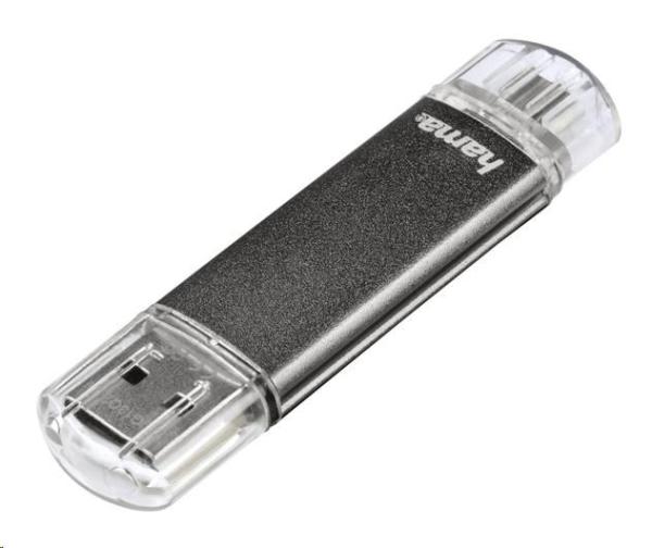 Hama laeta Twin FlashPen, USB 2.0, 64 GB, 10 MB/s, sivá