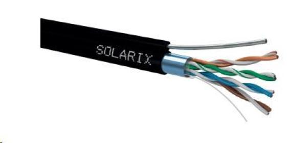 Inštalačný kábel Solarix outdoor FTP,  Cat5E,  drôt,  PE,  samonosný,  cievka 305 m SXKD-5E-FTP-PE-SAM