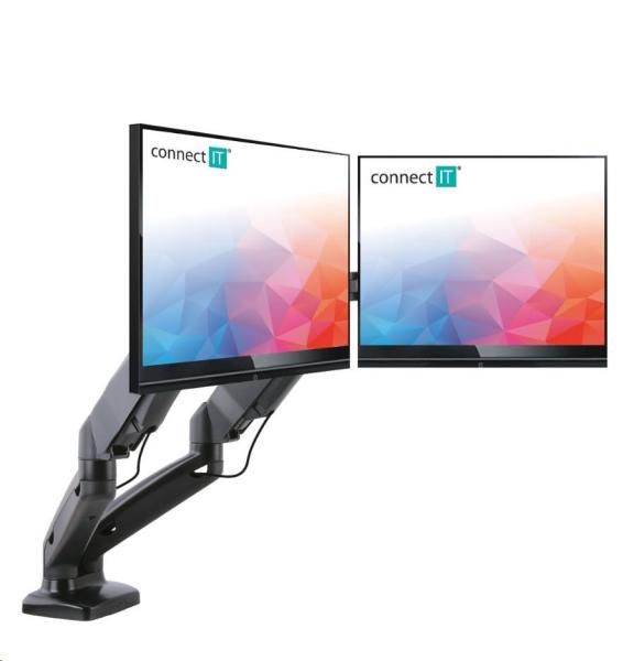 CONNECT IT TwinArm stolový držiak pre 2 monitory,  30 rokov záruka,  ČIERNA0