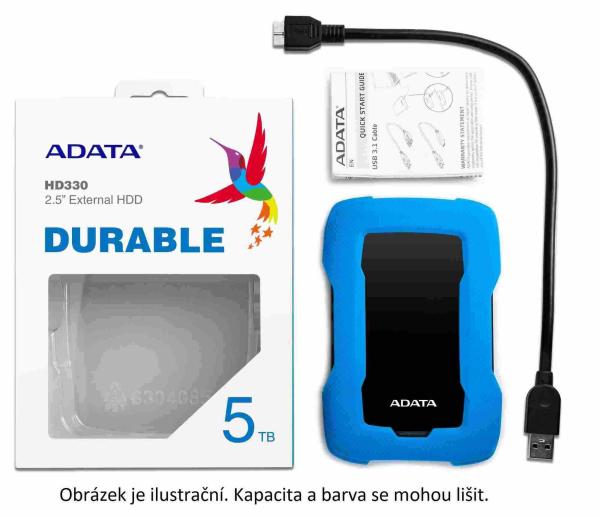 Externý pevný disk ADATA 4TB 2, 5" USB 3.1 HD330,  BLACK COLOR BOX,  čierna (guma,  odolná voči nárazom)3