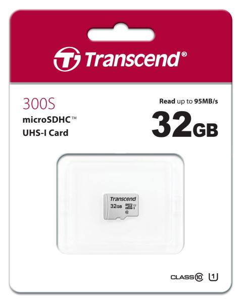 Karta TRANSCEND MicroSDHC 32GB 300S,  UHS-I U1 + adaptér1