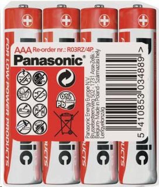 PANASONIC Zinkouhlíkové baterie Red Zinc R03RZ/ 4P AAA 1, 5V (shrink 4ks)