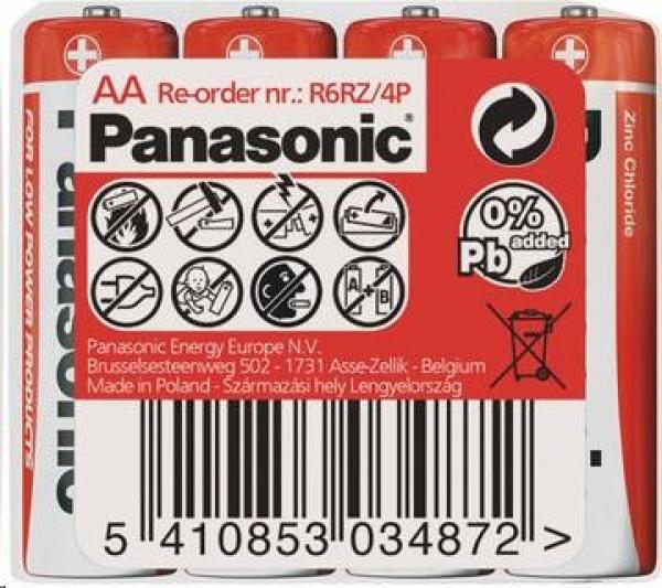 PANASONIC Zinkouhlíkové baterie Red Zinc R6RZ/ 4P AA 1, 5V (shrink 4ks)