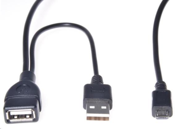 PREMIUMCORD USB redukčný kábel USB A/ samec+USB A/ samec - Micro USB/ samec OTG
