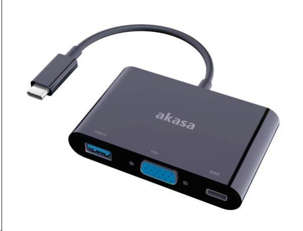 Adaptér AKASA USB Type-C na VGA s USB 3.