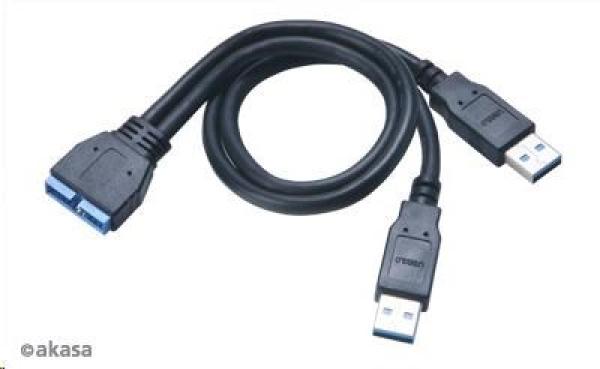 Adaptér AKASA MB externý,  na 2x USB 3.0,  kábel,  30 cm1