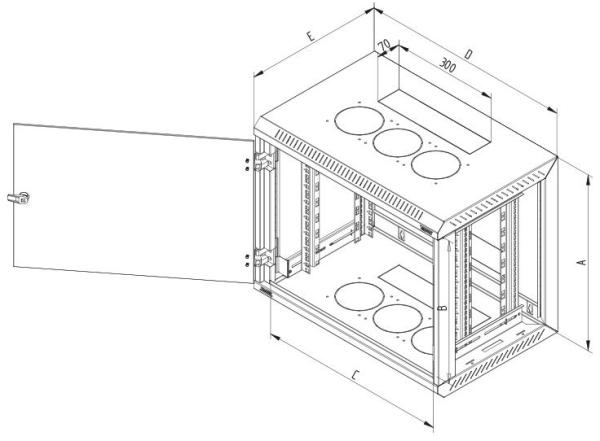19" jednodielny rack TRITON 12U/ 400 mm,  odnímateľné bočné kryty7