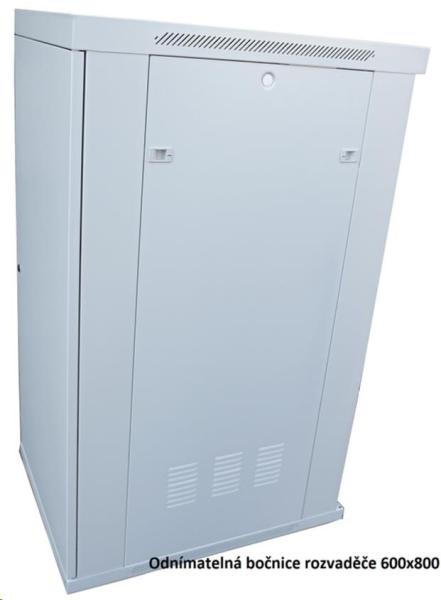 LEXI-Net 19" stojanový rozvaděč 42U 600x800 rozebiratelný,  ventilační jednotka,  termostat,  kolečka,  600kg,  sklo,  šedý3