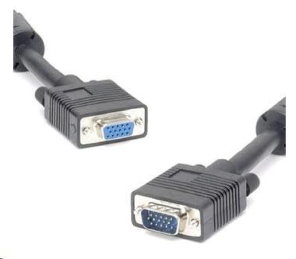 Predlžovací kábel PREMIUMCORD VGA 3 m (HD15M/ F,  dvojité tienenie,  feritové jadrá),  čierny