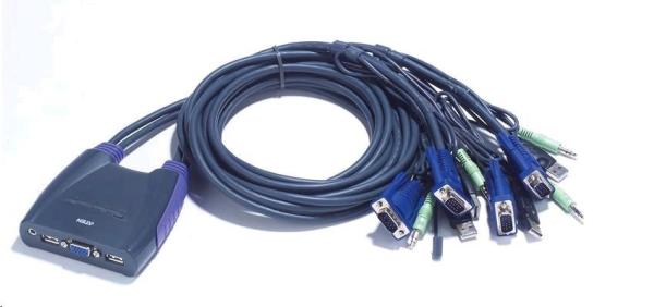 ATEN KVM prepínač 4-portový VGA KVMP USB2.0, mini, audio, 0,9 m káble