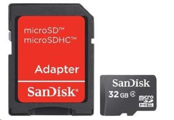 Karta SanDisk MicroSDHC 32 GB (Class 4) + adaptér