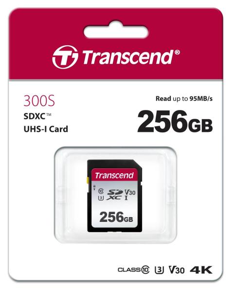 Karta TRANSCEND SDXC 256GB 300S,  UHS-I U3 V30 (R:95/ W:45 MB/ s)1