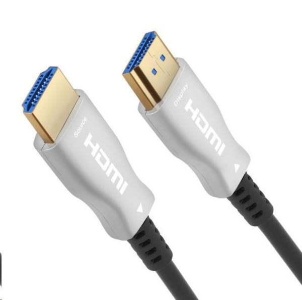 PREMIUMCORD HDMI optický kábel s vysokou rýchlosťou s Ether. 4K@60Hz,  30 m,  M/ M,  pozlátené konektory