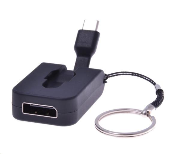 Adaptér PREMIUMCORD USB 3.1 samec portu Type-C na samicu portu DisplayPort,  navíjací kábel a krúžok na kľúče