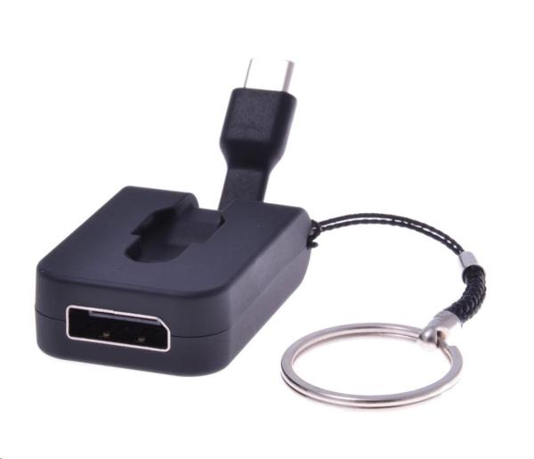 Adaptér PREMIUMCORD USB 3.1 samec portu Type-C na samicu portu DisplayPort, navíjací kábel a krúžok na kľúče