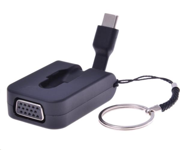 Adaptér PREMIUMCORD USB 3.1 samec typu C na samicu VGA,  navíjací kábel a krúžok na kľúče