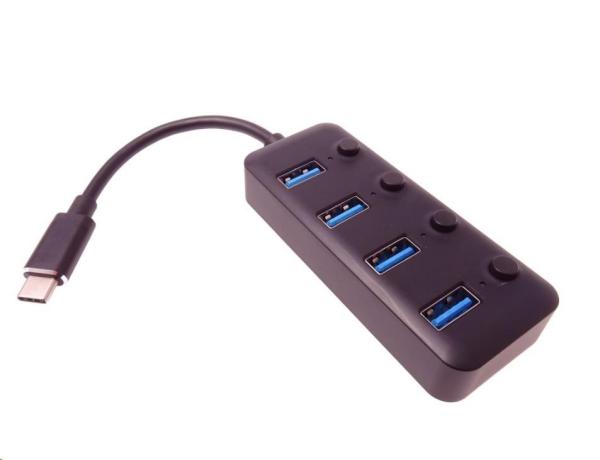 PREMIUMCORD 5G SuperSpeed USB Hub typ C na 4x USB 3.1 A Gen1,  prepínače portov