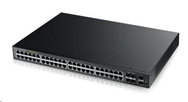 Zyxel GS1920-48HPV2 52-portový gigabitový webovo riadený PoE switch,  48x gigabitový RJ45,  4x gigabitový RJ45/ SFP,  2x SF