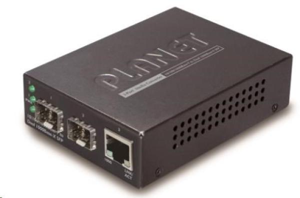 Planet GT-1205A Konvertor,  1x 10/ 100/ 1000Base-T RJ-45,  2x 100/ 1000Base-X SFP