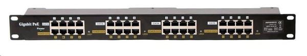 POE injektor aktivní/pasivní - 16x 1 Gb/s, stíněný panel, 802.3af/at