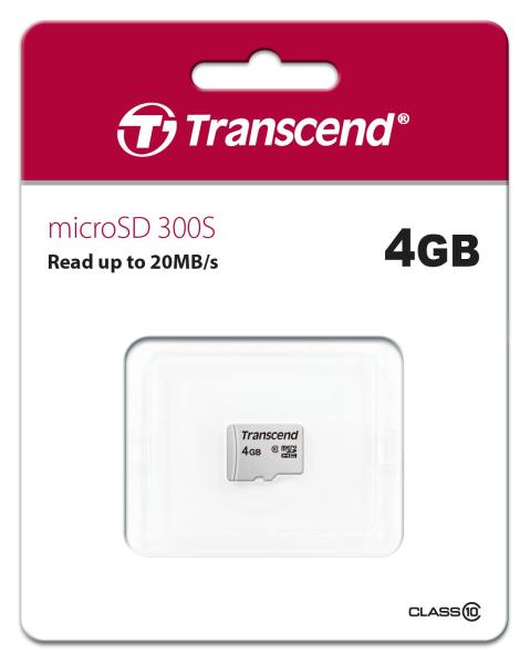 Karta TRANSCEND MicroSDHC 4GB 300S,  trieda 10,  bez adaptéra1