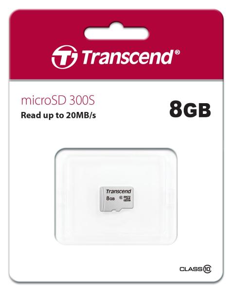 Karta TRANSCEND MicroSDHC 8GB 300S,  trieda 10,  bez adaptéra1