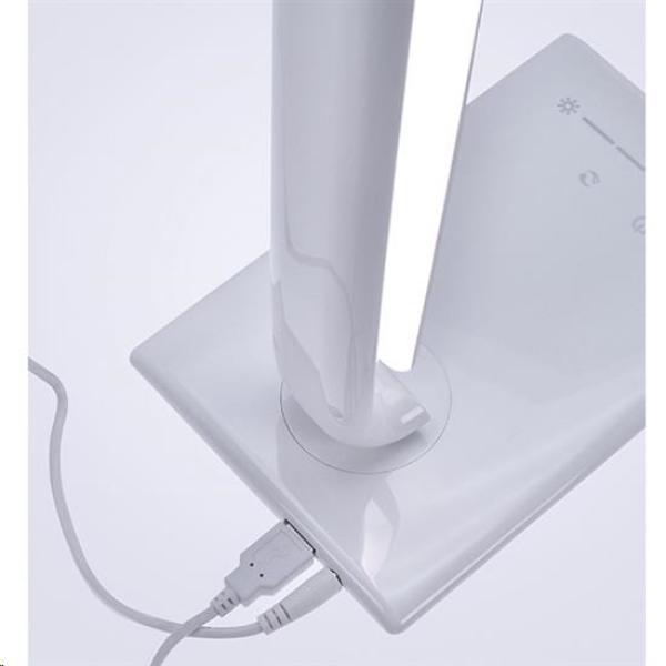 Solight LED stolní lampička stmívatelná,  12W,  volba teploty světla,  USB,  bílý lesk6