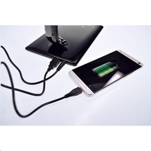 Solight LED stolní lampička stmívatelná,  12W,  volba teploty světla,  USB,  bílý lesk2