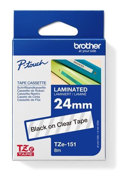 BROTHER TZE151 - TZ kazeta 24 mm široká, laminovaná TZE-151, priesvitné/ čierne písmo