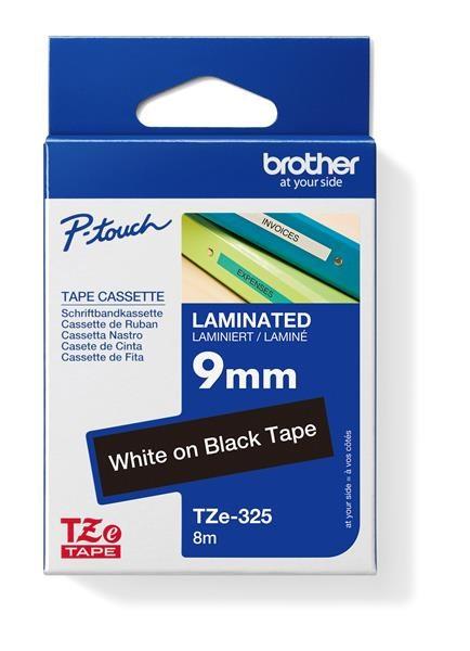 BROTHER TZE325 - TZ kazeta široká 9 mm, laminovaná TZE-325, čierno-biele písmo