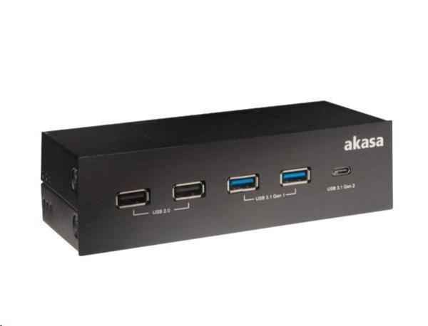 AKASA HUB USB InterConnect GX, 2x USB 3.1, 2x USB 2.0, USB-C, 5.25" predný panel, vnútorný1