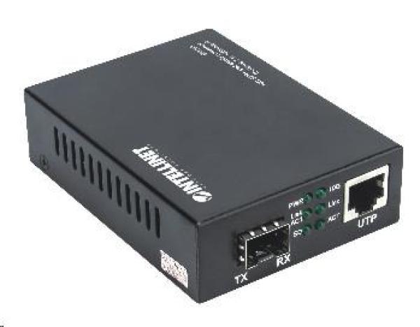 Konvertor Intellinet 10GbE,  1x slot SFP+,  1x port 10GBase-T RJ450