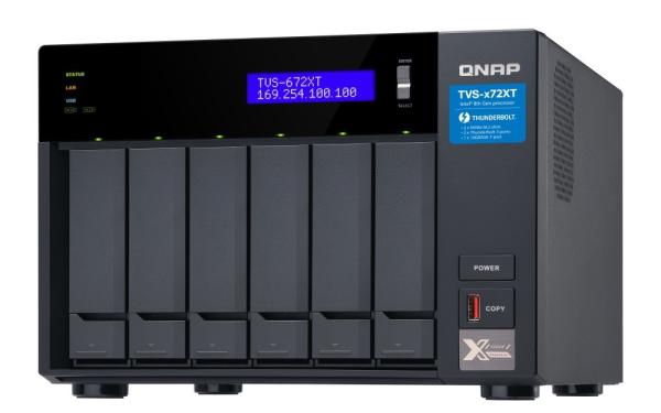 QNAP TVS-672XT-i3-8G (4C/ i3-8100T/ 3, 1 GHz/ 8 GBRAM/ 6xSATA/ 2xM.2/ 2xGbE/ 1x10GbE/ 1xUSB3.0/ 2xPCIe/ 1xHDMI/ 2xTB3)