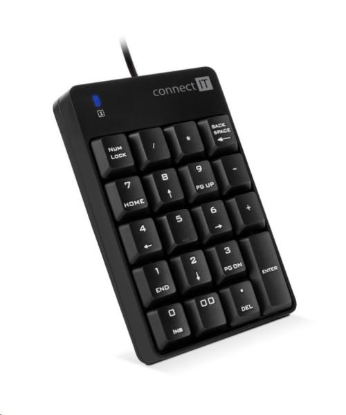 CONNECT IT NumCALC drátová numerická klávesnice,  ČERNÁ
