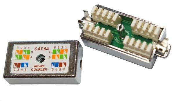 Spojovací box FTP Cat6A narážecí,  stříbrná