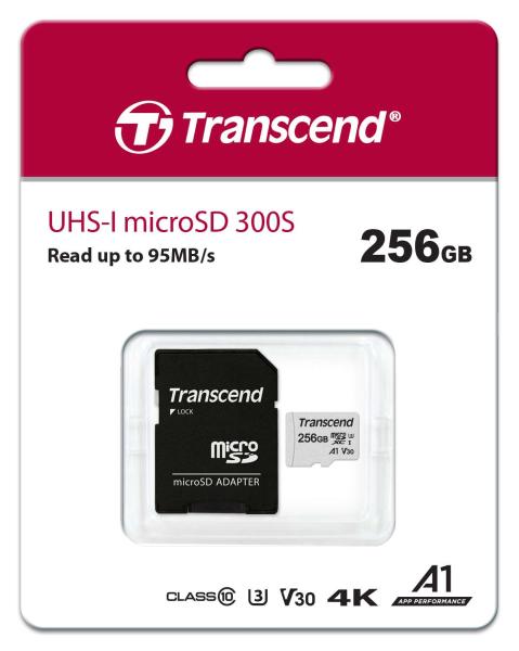 Karta TRANSCEND MicroSDXC 256GB 300S, UHS-I U3 V30 + adaptér2