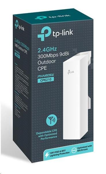 TP-Link CPE210 venkovní CPE (2, 4GHz,  300Mb/ s,  9dBi,  2x100Mb/ s,  1xPoE)2