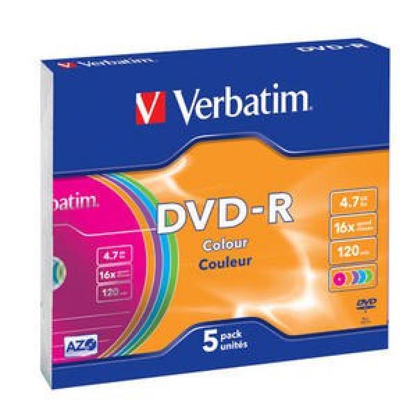 VERBATIM DVD-R(5-Pack)Slim/ Colour/ 16x/ 4.7GB